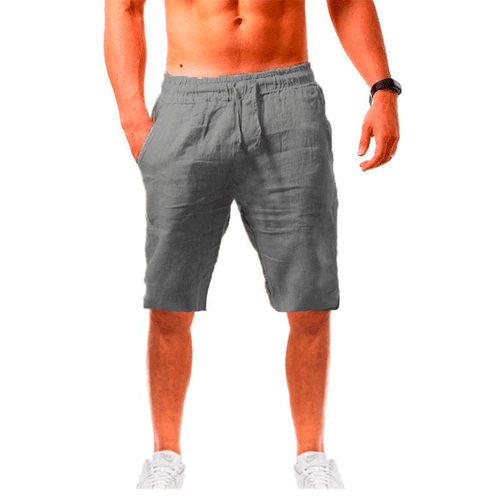US Mens Cotton Linen Shorts Drawstring Summer Baggy Loose Half Pants Trousers - Picture 12 of 16