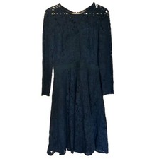 Phase Eight Black Lace Long Sleeve Dress Lined Formal Dark Gothic | Size UK 10