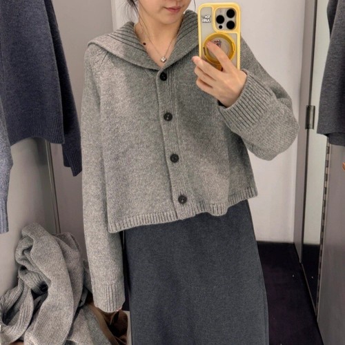 Frühling Damen 100% Wolle Cape Kragen Langarm Cardigan Pullover Kurzmantel Strick - Bild 7 von 11