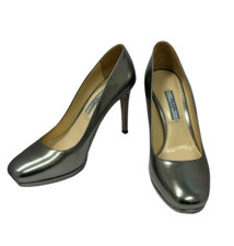 Prada UK 4 Women's High Heels Silver Calzature Donna Cromo Size 37
