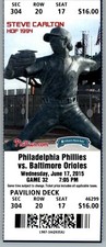 Baltimore Orioles vs Philadelphia Phillies 6/17/2015 Ticket - Steve Carlton