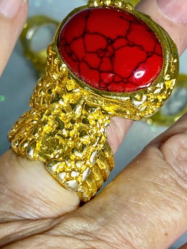 Vintage artisan big signed ring - Afbeelding 4 van 7