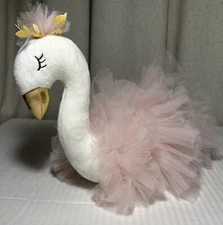 F.A.O Schwarz Petit Bon Swan White Gold Beak and Pink Tutu Baby/Wedding Shower