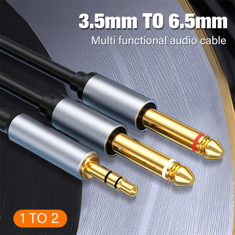 3.5mm to Dual 6.5mm Cable Mono Stereo Y Splitter Audio Cord Stereo Adapter 3m 5m