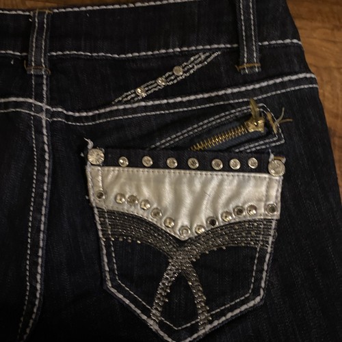 Sweet Look studs/rhinestones dark Navy Jean JR. 3/24 Inseam See All measurements - Picture 8 of 23