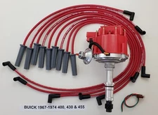 BUICK 1967-1976 400 430 455 RED BIG BLOCK HEI DISTRIBUTOR + 8.5mm Plug Wires USA
