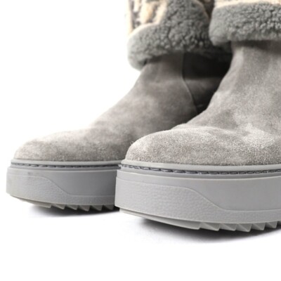 Louis Vuitton グレー ムートンブーツ LOUIS VUITTON 2022 Snowdrop Line Monogram Shearling Short Boots