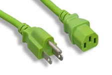 New NEMA5-15P to IEC-60320-C13 18AWG  Standard Power Cord  Green