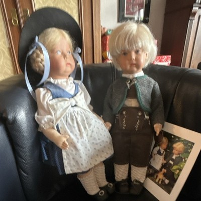 2Käthe Kruse Junge & Mädchen  Nummer 86/500, Jubiläumspaar 1990,in Tracht