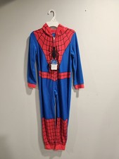 New Marvel Big Boys' One-Piece Suit Sleeper Pajama, Blue/Red-Spiderman, Size 8