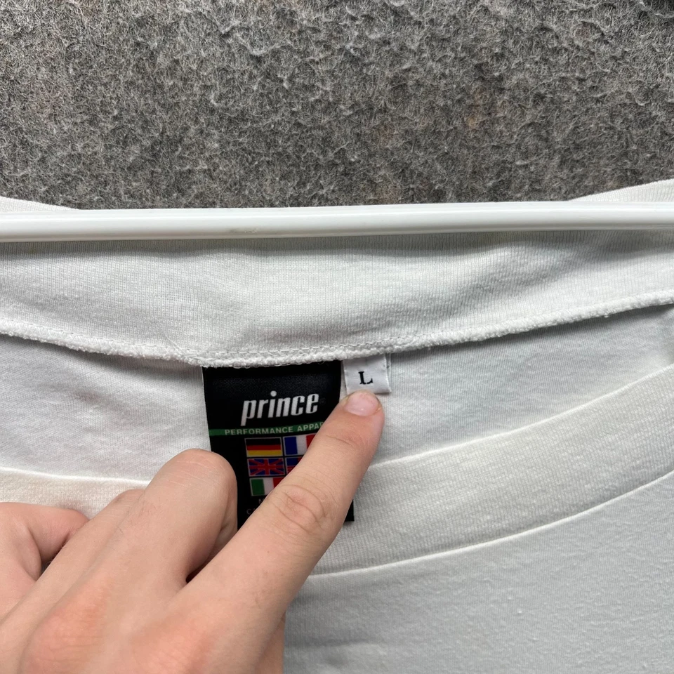 Camiseta sin mangas Prince años 90 para mujer grande blanca retro tenis gráfico rendimiento ropa Foto 3 de 4