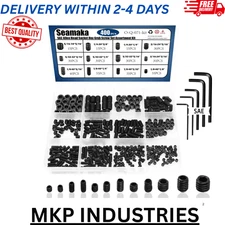 400Pcs SAE Set Screws Assortment Kit with Allen Keys,12 Size 12.9 Class Alloy St