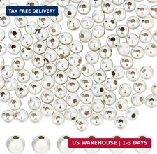 1 Box 150Pcs 5mm Spacer Beads 925 Sterling Silver Plated Smooth Round Large Hole