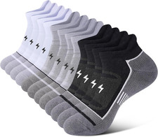 6 Pairs Mens Ankle Running Socks, Athletic Cushioned Low Cut Moisture Wicking Co
