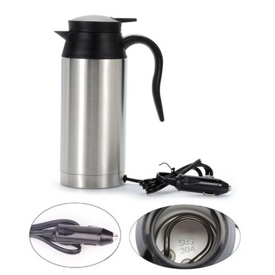 750ML Car Kettle Electric Heating Cup 12V/24V Stainless Steel Water Warmer Cup