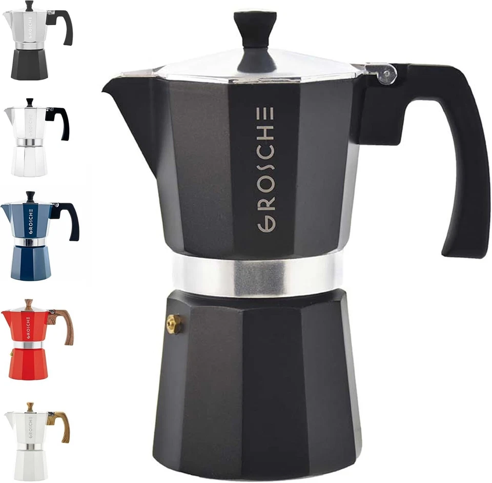 Fogão de alumínio Milano Moka Pot - 6 xícaras de café expresso, compatível com eletricidade e gás - Imagem 3 de 4