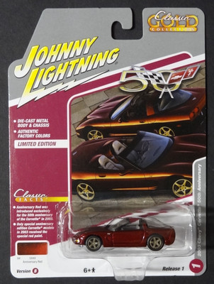 JOHNNY LIGHTNING  - ANNIVERSARY RED - 2003 CHEVY CORVETTE 50TH ANNIVERSARY R1 VB