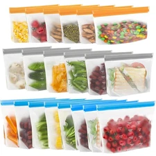 20 Pack Reusable Food Storage Bags - Dishwasher Safe - BPA Free Containers Fr...