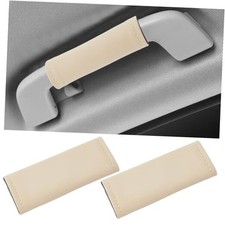 2PCS Anti-Scratch Car Inside Grab Handle Covers Replacement PU Leather Beige
