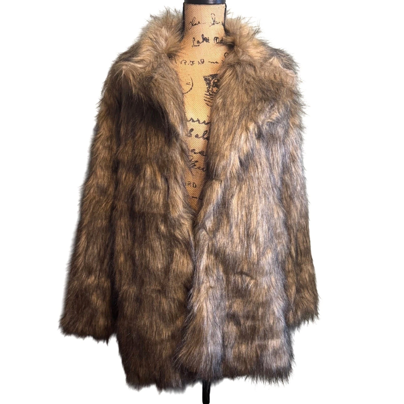 NWOT Womens Winter Cozy Warm Cabincore Rugged Shaggy Faux Fur Coat Large Brown
Opens in a new window