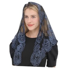 Spanish Style Mantilla Catholic Chapel Veil for Women - Latin Mass Blue black