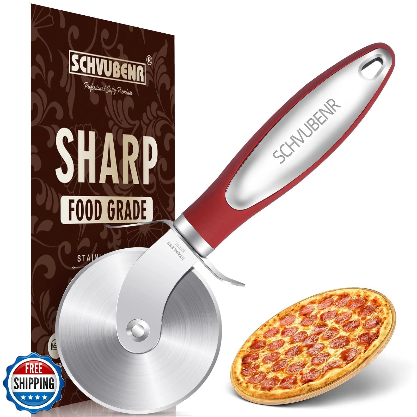 SCHVUBENR Premium Pizza Cutter Wheel - Ultra Sharp Stainless Stee