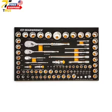 90T 1/4 In 3/8 In 1/2 In 90T SAE/MM Mechanics Tool Set with EVA Foam Tray 83 PCS