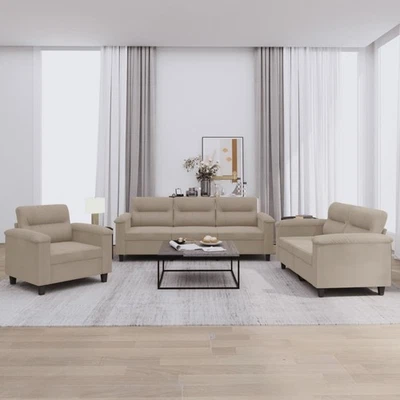 Ensemble de Canapés avec Coussins Salon 4 pcs Gris Clair Tissu Microfibre vidaXL - Photo 1/4