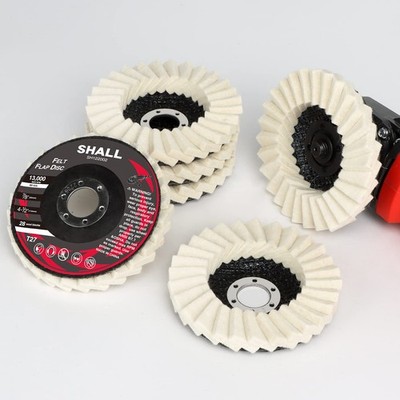 Felt Flap Disc 4-1/2 x 7/8 in 6 Pack Wool Polishing Buffing Wheel Set