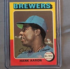 1975 Topps Hank Aaron #660 Milwaukee Brewers Autographed MLB Vintage Card