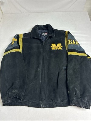 Vintage Real Sports Fashion University Of Michigan Suede Leather Jacket Size XL