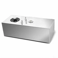 15 Gallon Top-feed Aluminum Drift Fuel Cell Tank & Fuel Level Sender Silver