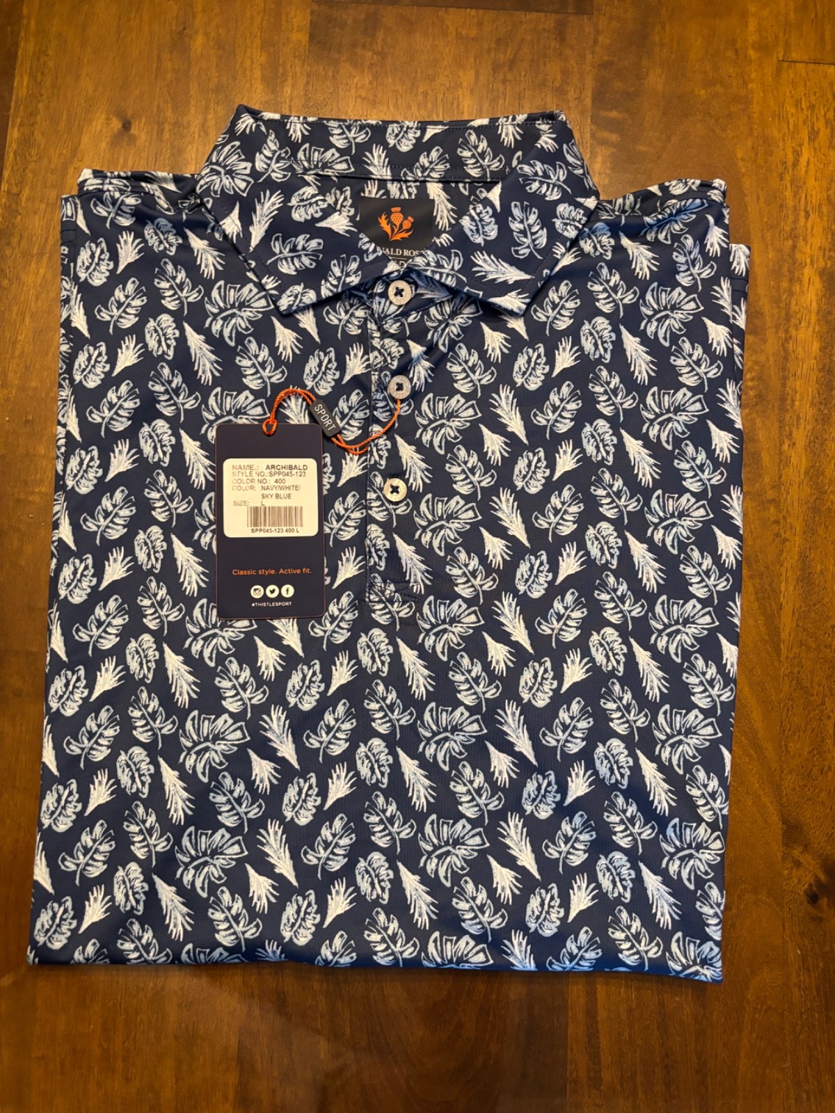Nwt Men's Donald Ross Archibald Polo, Size: L, Color: Navy/White/Sky Blue-M3.11