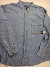 NWT Route 66 Denim Work Shirt Extra Large Blue Cotton Rugged Casual Button...
