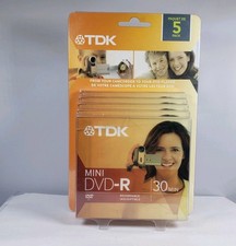 TDK Mini DVD-R 5 pack Discs 1.4 GB Camcorder Recordable Media 30 min Sealed