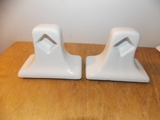 Vtg 40's Set of White Porcelian Ceramic Towel Bar Holder Ends JAPAN New 12/26C