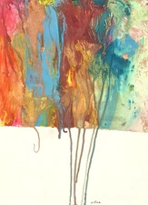 Abstract Mixed Media Ink Watercolor Painting on 11 X 15” Paper Contemporary