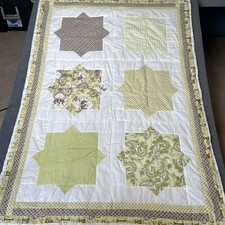 Infant Baby Quilt Patchwork Yellow Green Brown ABC  s Nursery Imperfect READ