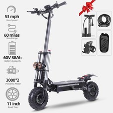 Electric Scooter for Adults, 11'' Off Road 6000W Dual Motor 53Mph 38Ah E-Scooter