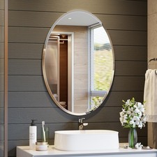 Frameless Oval Mirror, 20x28 Inch Beveled Bathroom Mirrors for Over Sink, Tem...