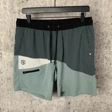 Vuori Kore Shorts Medium Blue Colorblock Zip Pocket Lined 7” Drawstring Mens