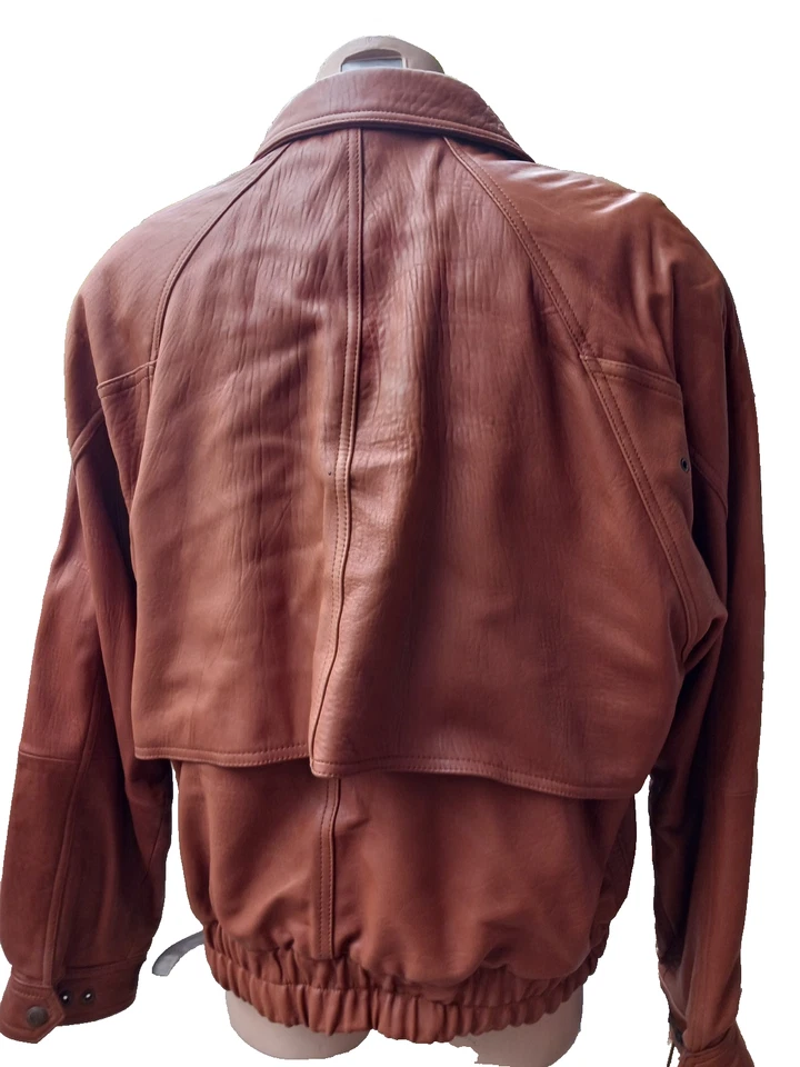  Men’s Andrew Marc New York L/S Zip-Up Leather Jacket X Large Brown Pristine - Image 3 of 4