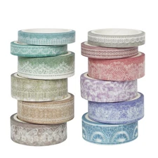 Lace Patterns Washi Tape Set 12 Rolls, Decorative Paper Sticker for Planner... 