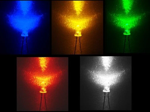 10 LED Leuchtdioden GRÜN / BLAU / ROT / WEIß / GELB 3mm 5mm LEDs m/o Widerstände