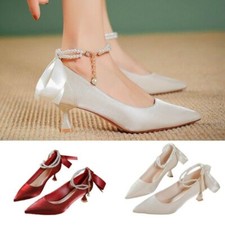 Womens Work Ladies High Heel Pearls Dress Shoes Stiletto Heels Pointed Toe Pump