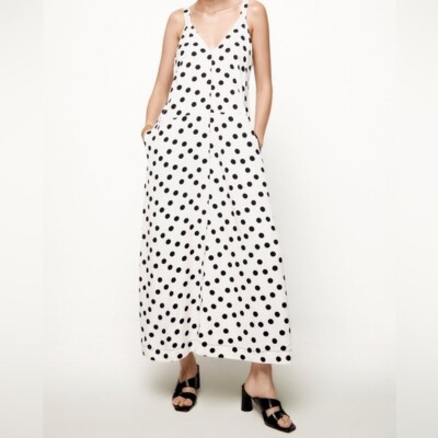 Retro Dress Womens Dresses White And Yellow Polka Dot Dress NWT