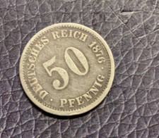 DEUTSCHES REICH: 1876  50 Pfennig Mz: J  vz-ss, Silber l