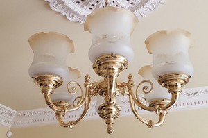 Victorian Style Solid Brass Chelsom Ceiling Light With Etched Glass