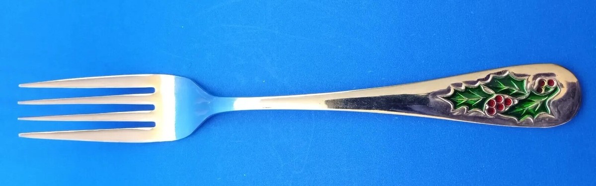 Vintage Holly Berry Gold Stainless Steel Flatware Japan Singles