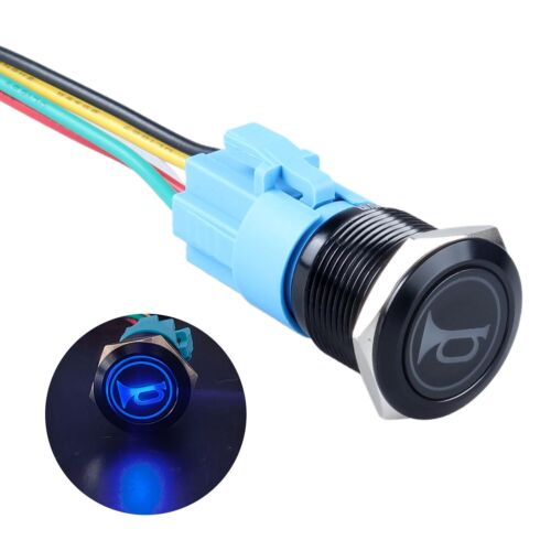 19mm Speaker Horn Momentary Push Button Switch 3/4" Mounting Hole 12V-24V LED